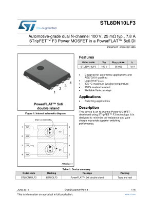 STL8DN10LF3 数据手册首页