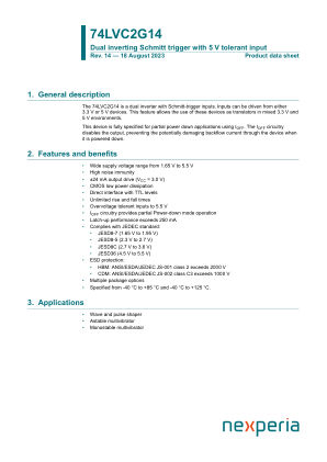 74LVC2G14GW datasheet cover page