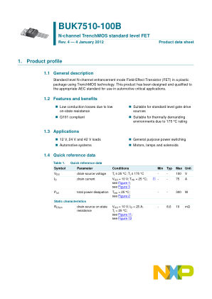 BUK7510-100B datasheet cover page