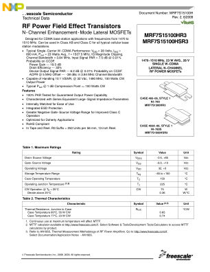 MRF7S15100H datasheet cover page