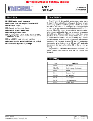 SY100E131JC-TR datasheet cover page