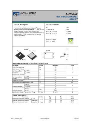 AON6452 数据手册首页