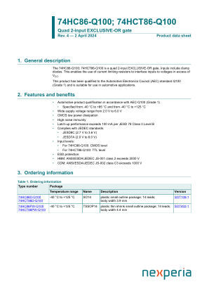 74HCT86D-Q100 datasheet cover page