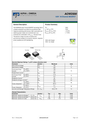 AOW2500 datasheet cover page