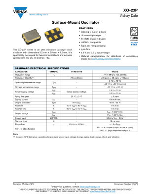 XO-23P 数据手册首页