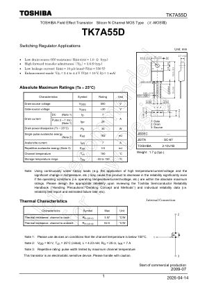 TK7A55D datasheet cover page