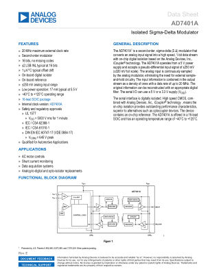 AD7401A datasheet cover page