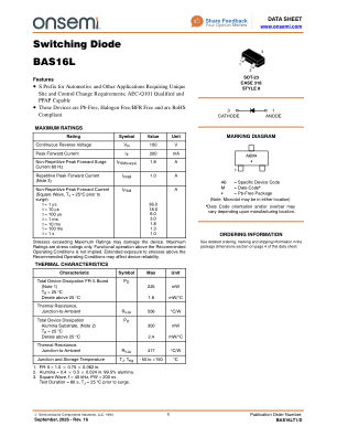 BAS16LT1 数据手册首页