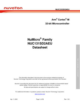 NUC131SD2AEU datasheet cover page