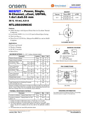 NTLUS030N03C datasheet cover page