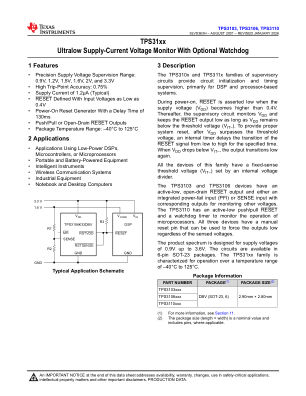TPS3110 datasheet cover page