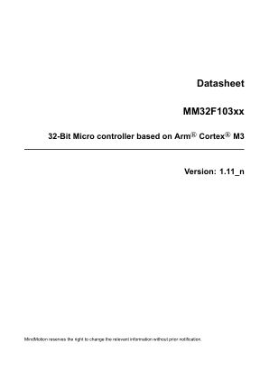 MM32F103XX datasheet cover page