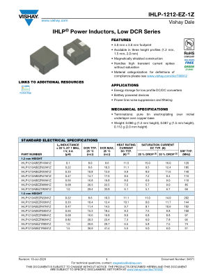 IHLP-1212-EZ-1Z datasheet cover page