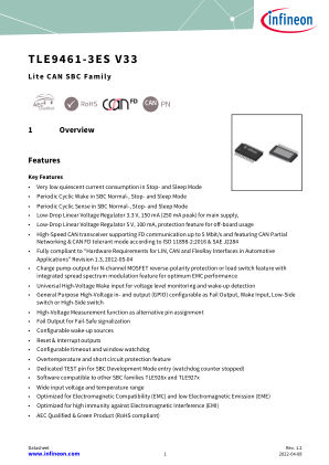 TLE9461-3ES-V33 datasheet cover page