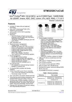 STM32G0C1CC datasheet cover page