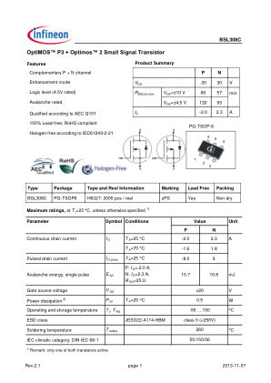 BSL308C 数据手册首页
