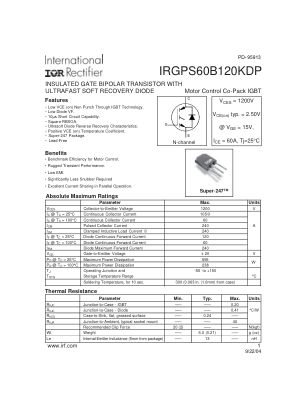 IRGPS60B120KD 数据手册首页