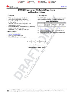 SN74AC16 datasheet cover page