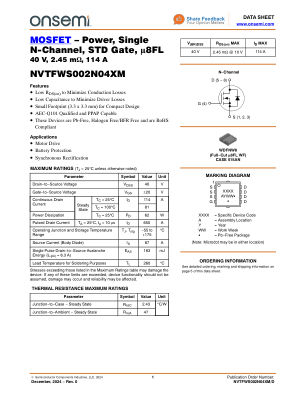 NVTFWS002N04XM datasheet cover page
