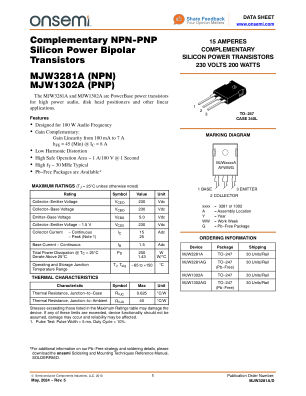 MJW3281A datasheet cover page