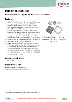 TLE9844QXC datasheet cover page