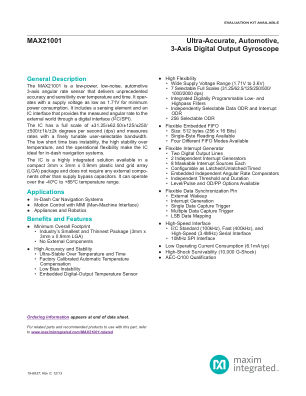 MAX21001 datasheet cover page