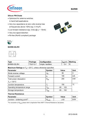 BAR89 datasheet cover page