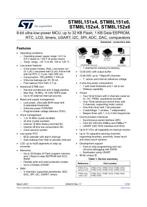 STM8L151C4 数据手册首页