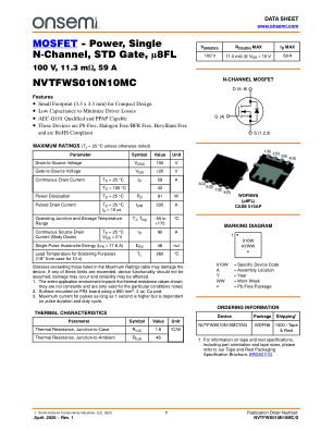 NVTFWS010N10MC 数据手册首页