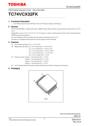 TC74VCX32FK 数据手册首页
