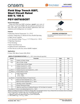 FGY100T65SCDT 数据手册首页