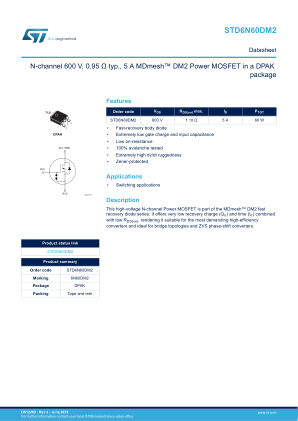 STD6N60DM2 datasheet cover page