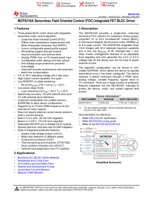 MCF8316A datasheet cover page