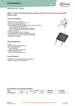 IKD06N65ET6 datasheet cover page