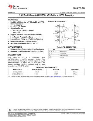 SN65LVELT23 数据手册首页