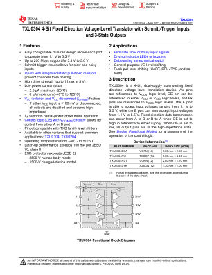 TXU0304 datasheet cover page