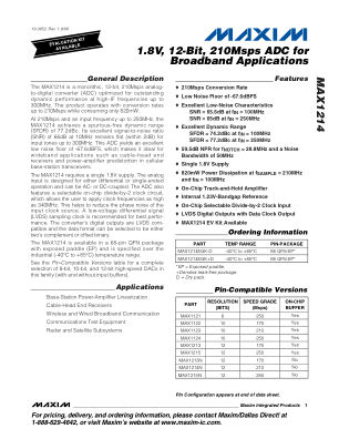 MAX1214 datasheet cover page