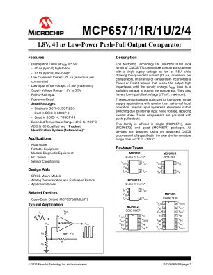 MCP6571T-E 数据手册首页