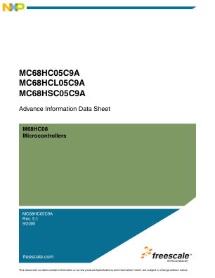 MC68HC05C9A datasheet cover page