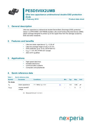 PESD5V0X2UMB315 datasheet cover page