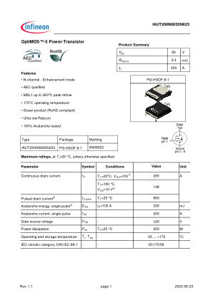 IAUT200N08S5N023 数据手册首页