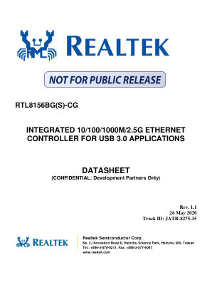 RTL8156BG-CG datasheet cover page