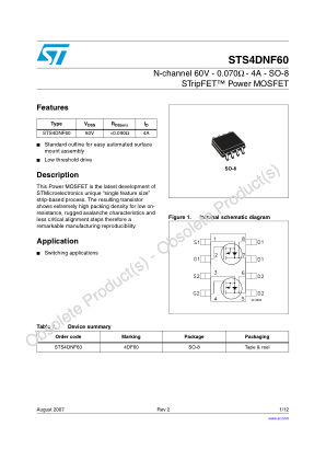STS4DNF60 datasheet cover page