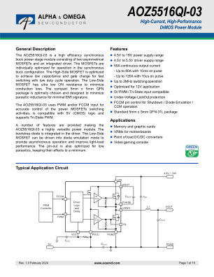 AOZ5516QI-03 datasheet cover page
