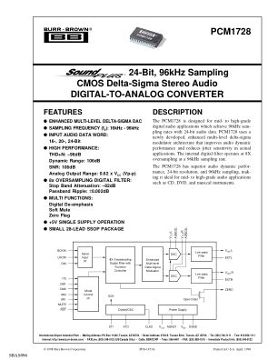 PCM1728 datasheet cover page