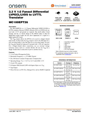 MC100EPT26 数据手册首页