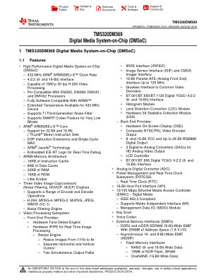 TMS320DM369 datasheet cover page