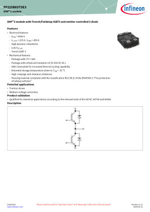 FF225R65T3E3 datasheet cover page