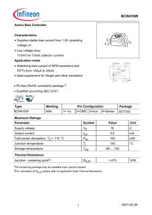 BCR410W datasheet cover page