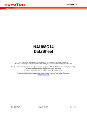 NAU88C14 数据手册首页